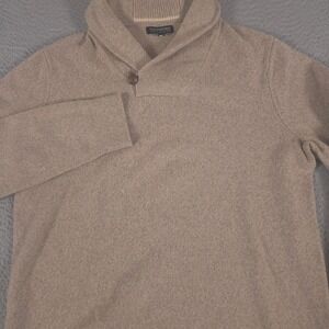 Banana Republic Sweater Mens L Tan Gifting Popover Merino Wool Shawl Collar Knit